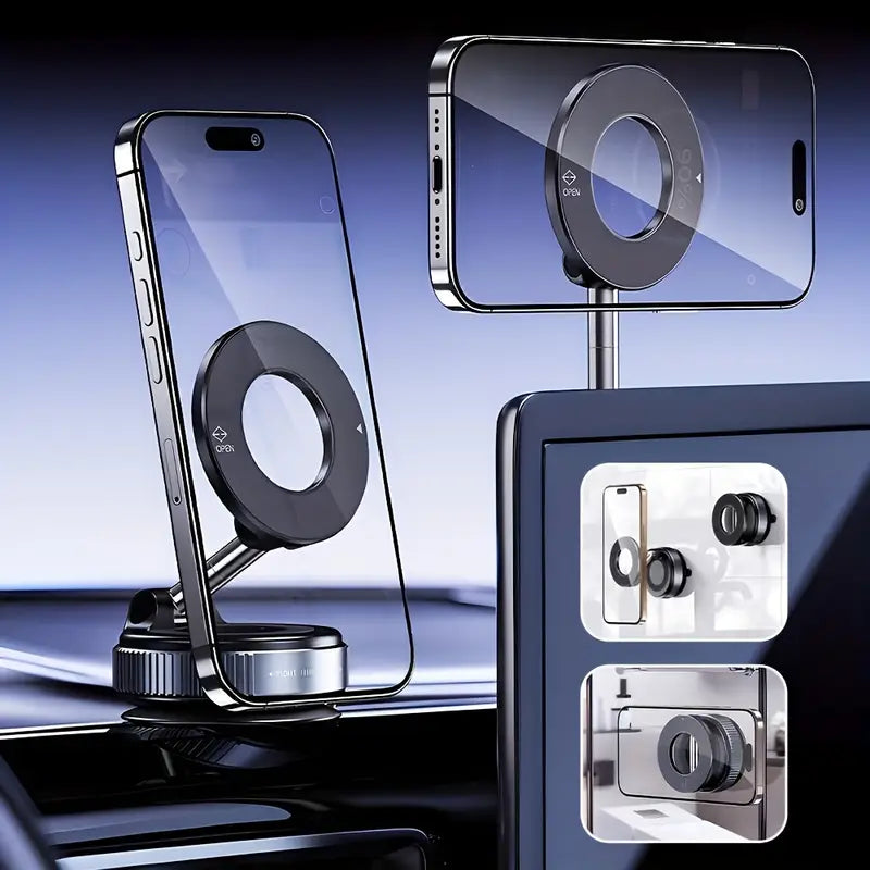 Giá đỡ điện thoại trên ô tô Haiyeasy Magnetic Fulcrum (Đen) - Có thể gập lại và thu vào | Tương thích với iPhone, Samsung và tất cả các điện thoại thông minh | Thích hợp cho ô tô, phòng tắm, phòng tập thể dục và bề mặt nhẵn