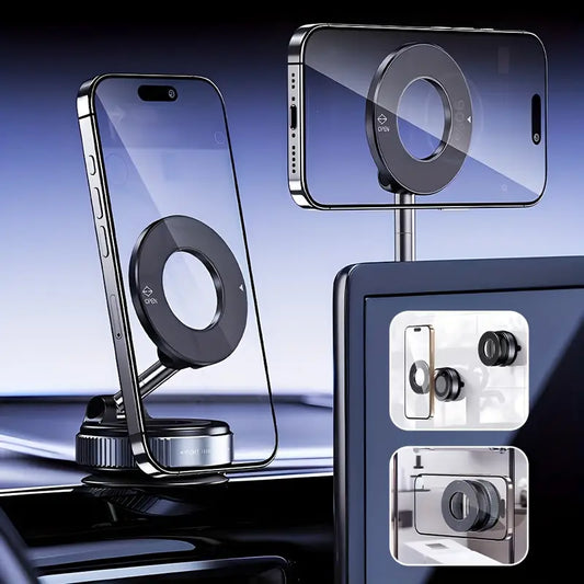 Giá đỡ điện thoại trên ô tô Haiyeasy Magnetic Fulcrum (Đen) - Có thể gập lại và thu vào | Tương thích với iPhone, Samsung và tất cả các điện thoại thông minh | Thích hợp cho ô tô, phòng tắm, phòng tập thể dục và bề mặt nhẵn